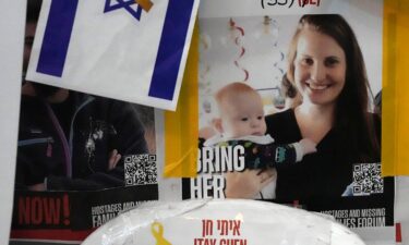 A poster shows Shiri Bibas