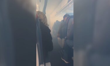 An image from a video taken by a passenger shows a haze inside the cabin of a Delta Air Lines flight from Atlanta to Columbia