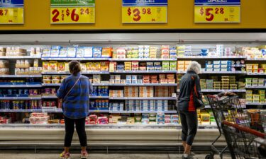 Customers shop for produce at an H-E-B grocery store on February 12 in Austin