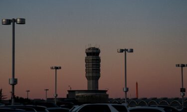 The control tower is pictured at Reagan National Airport in Arlington