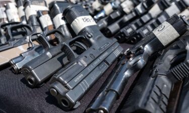 Guns seized by Mexican authorities on display before being destroyed in Tijuana. Mexico claims that up to 90% of guns recovered from Mexican crime scenes come from the United States.