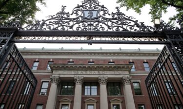 A small group of protesters demonstrated inside a building at Barnard College’s campus in Manhattan on February 26 in support of two students who were reportedly expelled for disrupting an Israeli history class last month