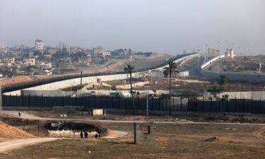 Israeli Prime Minister Benjamin Netanyahu indicated the Gaza-Egypt border during a news conference in Jerusalem on September 2.