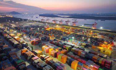 Containers are seen at the port in Nanjing