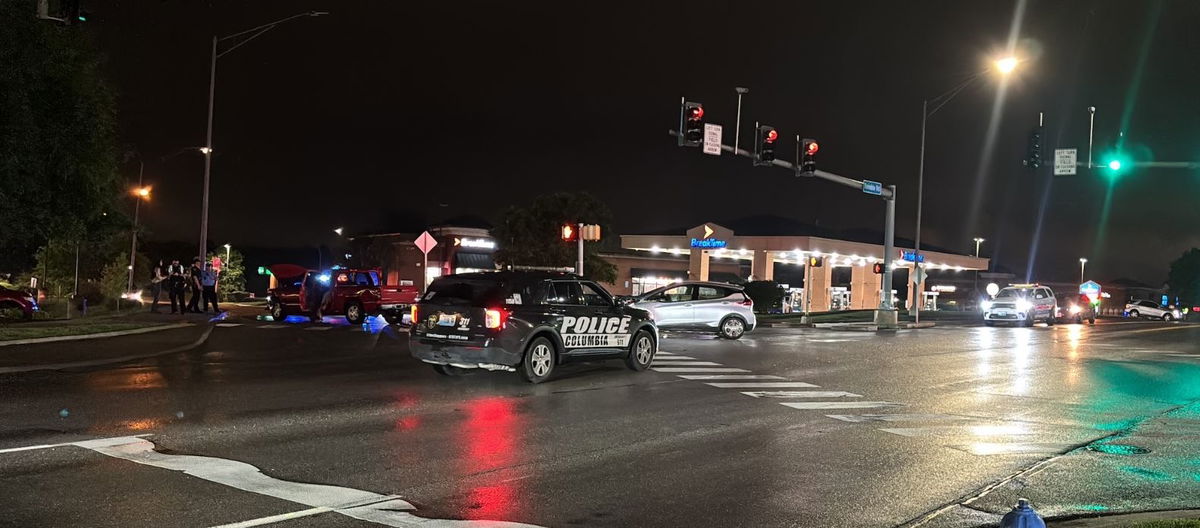 Two vehicles appeared to be in a crash Friday, June 13, 2025, at the intersection of Brickton and Trimble roads in Columbia.