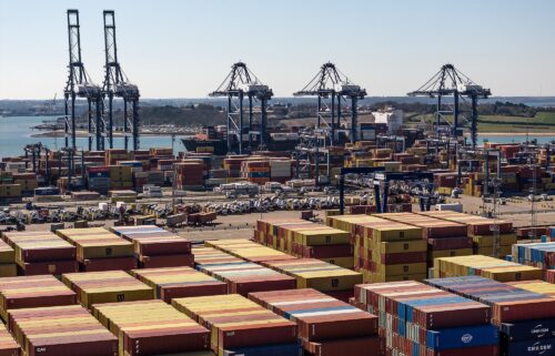 Containers at Felixstowe Port in Felixstowe