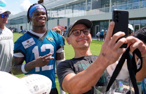 Travis Hunter (left) is the star attraction during the Jacksonville Jaguars minicamp.