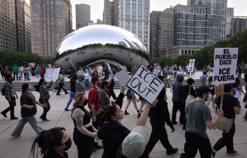 Protestors demonstrated against immigration action in Chicago this week.