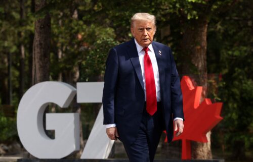 President Donald Trump arrives at the G7 summit in Kananaskis