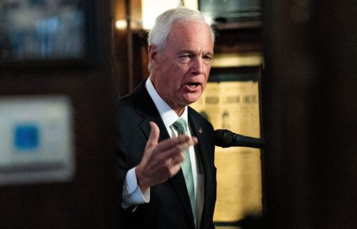 Ron Johnson speaks at the Milwaukee Press Club newsmaker luncheon in Milwaukee on May 28.