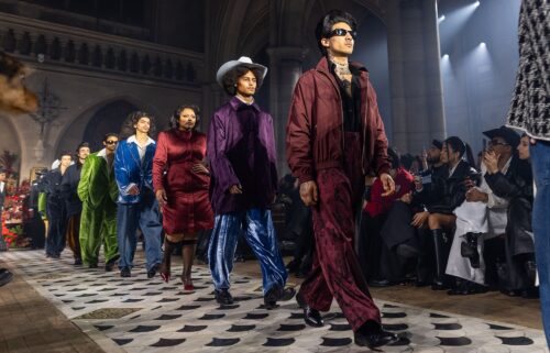 Models walk the runway during the Dior Homme ready-to-wear Fall-Winter 2025 show at Paris Fashion Week on January 24